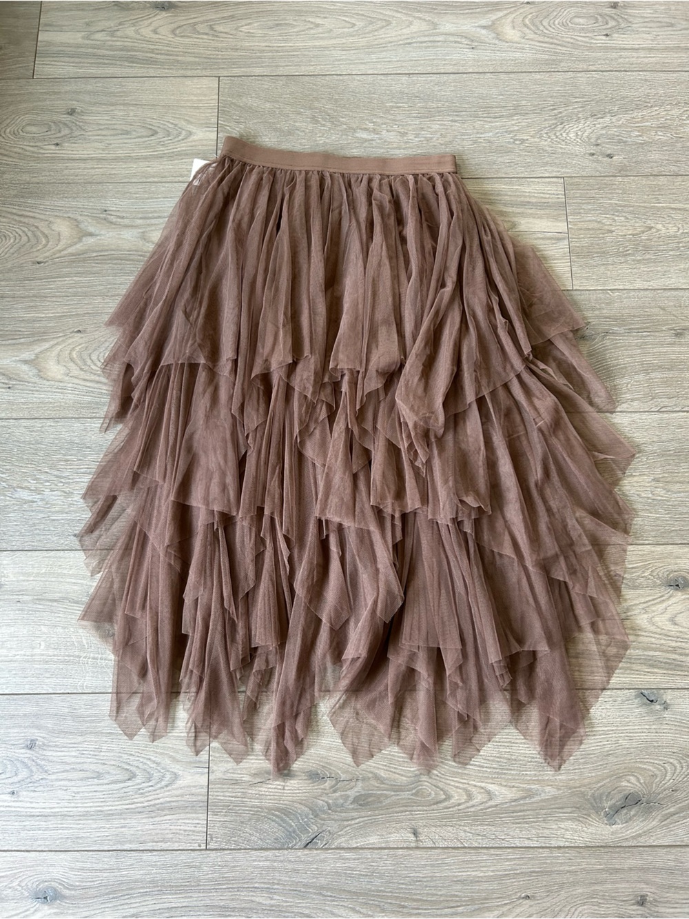 Lucky Brand Tiered Ruffle Tulle Midi Skirt Brown Size Medium New - Picture 5 of 15